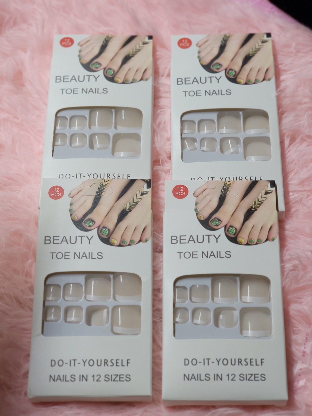Lot Of Beauty Toe Nails - White Press-On Toe Nail Set (48 pcs)